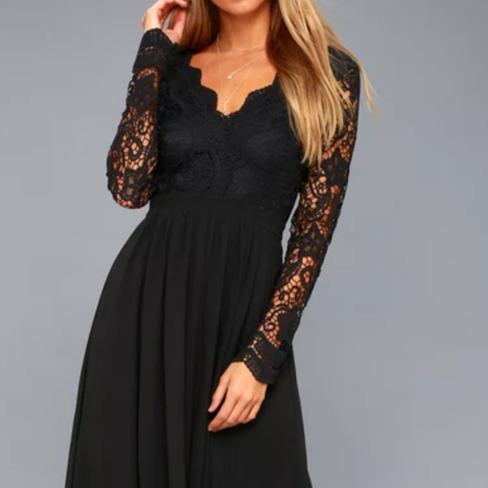 Black lace formal dress